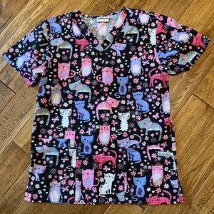 UA Scrubs Black with Kittens Top